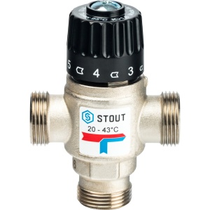 Термостатический смесительный клапан для систем отопления и ГВС 3/4"  НР   20-43°С KV 1,6 м3/ч