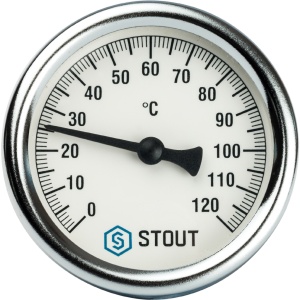 Термометр биметаллический с погружной гильзой Корпус Ø 63 мм, гильза 50 мм 160С