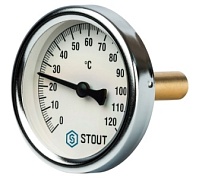 Термометр биметаллический с погружной гильзой Корпус Ø 100 мм, гильза 50 мм 