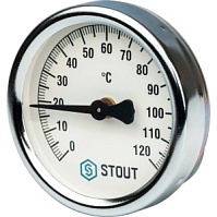 Термометр биметаллический накладной с пружиной. Корпус Dn 80 мм, 0...120°С, 1"-2"