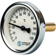 Термометр биметаллический с погружной гильзой Корпус Ø 63 мм, гильза 50 мм, резьба с самоуплотнением